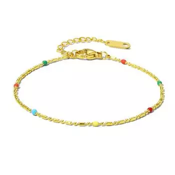 Простой цветной браслет из титановой стали с капающими бусинами из риса, богемная голая цепочка, универсальный браслет из нержавеющей стали, ювелирные изделия