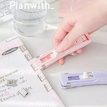 Простой, цветной, креативный степлер без скоб, простой и экономичный толкатель, офисные/студенческие принадлежности фиолетовый