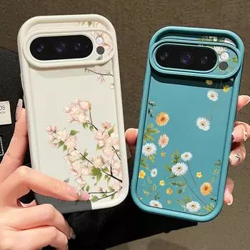 Простой цветочный принт ТПУ мягкий однотонный чехол для телефона для Google Pixel 9 Pro XL 8 Pro 8A защита объектива противоударный матовый бампер чехол Google Pixel 9 Pro XL чёрный