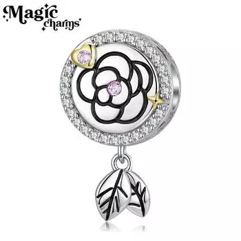 Простой цветок из бисера, стерлинговое серебро S925, инкрустация оксидом циркония, ожерелье, браслет, аксессуары, подвески