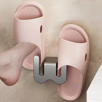 Простой держатель для обуви, держатель для обуви в ванной, настенный, неперфорированный, для двери ванной комнаты с крюком для слива на задней стенке