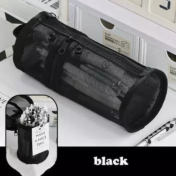 Простой держатель для ручек, пенал для студентов, высококачественный цилиндрический пенал, вместительная прозрачная коробка для хранения канцелярских принадлежностей чёрный