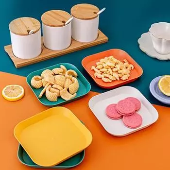 Простой десерт Легко мыть в посуде Противоскользящие Квадратный стиль Чистый скандинавский стиль синий