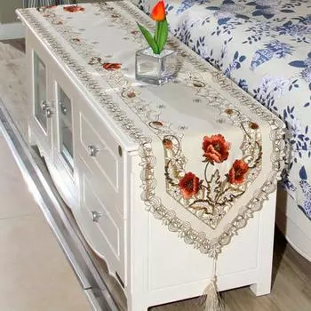 Простой дизайн, бегун для стола, в форме флага, вышитый полиэстер, кофейный, чайный стол, скатерть, декор для столовых приборов 40*150