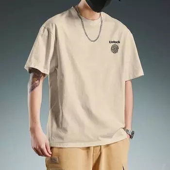 Простой дизайн, мужская футболка из чистого хлопка с круглым вырезом и половиной рукавов, повседневная свободная футболка, мужской пуловер в стиле хип-хоп, рубашка S