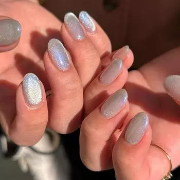 Простой дизайн ногтей Aurora Cat s Eye Explosive Nail Solid Color Film Press on Nails