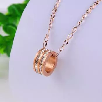 Простой дизайн, ожерелье с волнами воды, розовое золото, титановая сталь, ожерелье для девочек