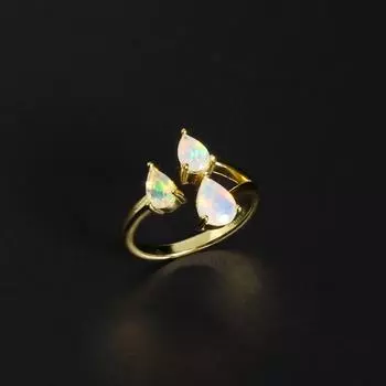 Простой дизайн, регулируемое кольцо с натуральным опалом, серебро 925 пробы, великолепный элегантный женский подарок на годовщину и праздник m белый