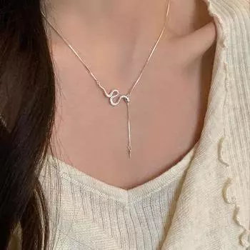 Простой дизайн Sense Snake бахрома ожерелье женская ниша личность уникальная изысканная мода универсальная шейная цепочка свитер цепочка