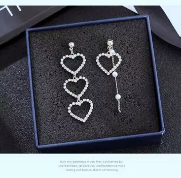 Простой дизайн, серебряные серьги в форме сердца для женщин, новый бренд, модные серьги-манжеты для пирсинга, висячие серьги в подарок серебряный