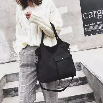 Простой дизайн, женская модная повседневная джинсовая сумка через плечо большой емкости чёрный