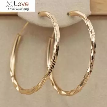 Простой дизайн, золотые серьги-кольца большого размера, элегантные женские ювелирные изделия, темпераментные серьги для свадьбы и помолвки
