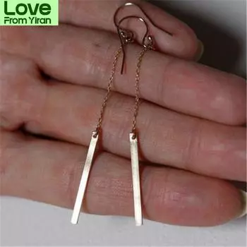 Простой дизайн, золотые серебряные длинные серьги-подвески для женщин, новый бренд, модные серьги-каффы для пирсинга ушей, подарок A194
