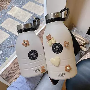 Простой двойной термос из нержавеющей стали с соломой, портативный большой термос для альпинизма, спорта, фитнеса, путешествий, термобутылки 1500ml