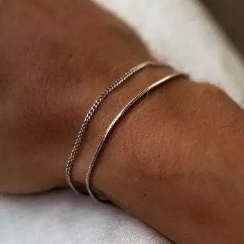 Простой двухслойный браслет серебряного цвета для мужчин и женщин, модный золотой