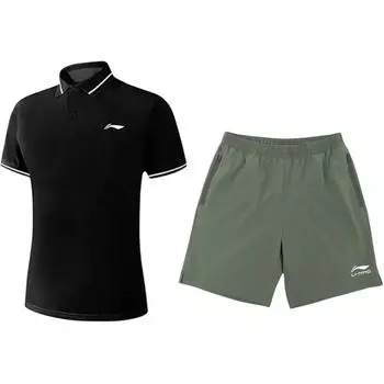 Простой дышащий быстросохнущий удобный универсальный повседневный спортивный костюм с принтом логотипа Li Ning, костюм унисекс YPLV047-3+YKSV147-1 S