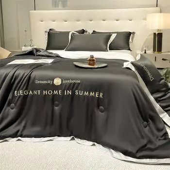 Простой европейский стиль ледяной шелк летние прохладные одеяла спальня сон кондиционер стеганое покрывало двойной цвет(только одеяло) 150x200cm