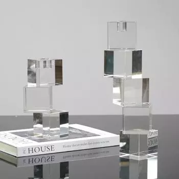 Простой европейский стиль минималистский свет роскошный стеклянный подсвечник украшения вилла отель модель комната настольный обеденный стол украшения 100*80*185