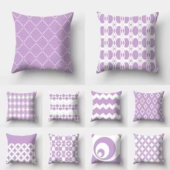 Простой фиолетовый геометрический полосатый чехол для подушки, чехол для подушки для дома, гостиной, офиса, украшения дивана, поясная подушка, наволочка 40X40CM