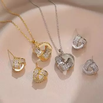 Простой геометрический комплект украшений для женщин, новинка 2023 года, модные серьги золотого цвета, ожерелье, аксессуары для свадебной вечеринки