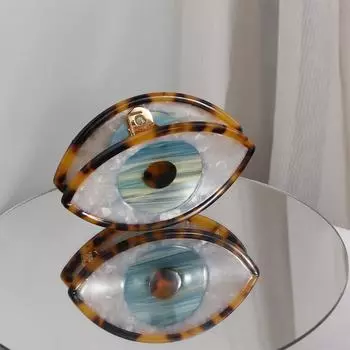 Простой геометрический контрастный цвет для женщин, голубые глаза, овальная заколка в виде акулы, аксессуары для волос, акриловая заколка для волос с когтями A