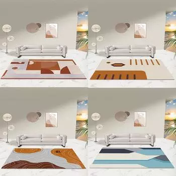 Простой геометрический ковер для журнального столика, мягкий безопасный нескользящий напольный коврик, дверной коврик, балконный коврик, ковер 40x60cm