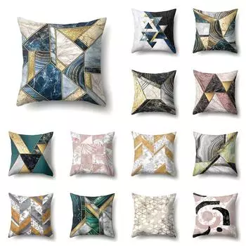 Простой геометрический узор с мраморным принтом, наволочка, наволочка для дома, гостиной, дивана, декоративная наволочка 40X40CM