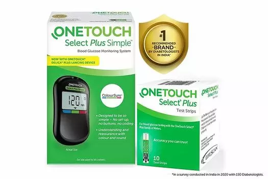 Простой глюкометр OneTouch Select Plus с 10 бесплатными полосками черного цвета БЕСПЛАТНАЯ ДОСТАВКА