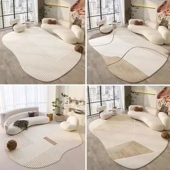 Простой грязеотталкивающий ковер из искусственного кашемира с кремово-песочным ворсом, легкий в уходе, нескользящий коврик для журнального столика, нестандартные ковры для гостиной 80x120cm