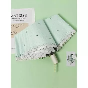 Простой и элегантный 50-складной мини-зонт из кружева с черным клеем, солнцезащитный и УФ-защитный зонт от солнца