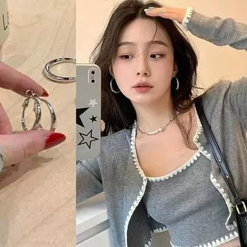 Простой и холодный стиль, универсальные маленькие металлические круглые серьги, женственные серьги, серьги-гвоздики, женские серьги