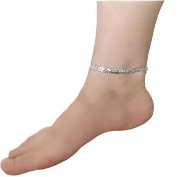 Простой и изящный браслет на ногу в виде змеиной кости с пайетками и стрелой золотой