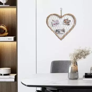 Простой и креативный, поставляется с 4 зажимами. Фотодисплей. Плетение из ивы в форме сердца. S