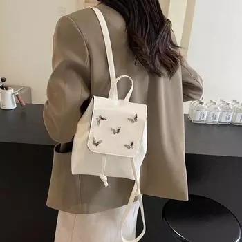 Простой и модный рюкзак для женщин 2024 года, новая летняя дорожная легкая сумка для покупок, модный иностранный двойной рюкзак для женщин чёрный