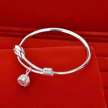 Простой и персонализированный браслет с корнем лотоса, женский круглый браслет с корнем лотоса, пуш-пул, подарок на день рождения, ювелирные изделия Adjustable size