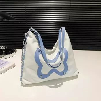 Простой и стильный рюкзак большой вместимости для женщин 2024 года, летняя новая тенденция, студенческая сумка-тоут, сумка через плечо и подмышку чёрный