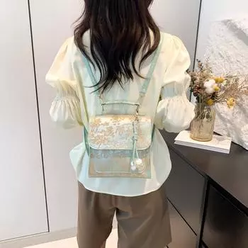 Простой и стильный рюкзак для женщин 2024 года, лето, новая мода, нишевый портативный школьный рюкзак для студентов, модный дорожный рюкзак чёрный