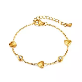 Простой и универсальный титановый стальной персиковый браслет в форме сердца, модная нишевая легкая роскошная нержавеющая сталь, браслет для женщин