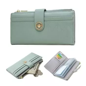 Простой и универсальный женский складной кошелек с несколькими отделениями для карт. Женская ручная сумка. зелёный