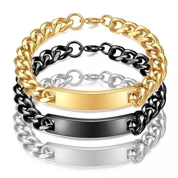 Простой индивидуальный браслет из титановой стали с кубинской цепочкой, модный мужской браслет золотой