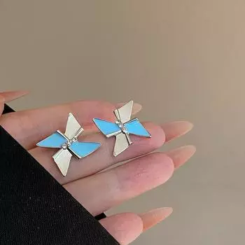 Простой индивидуальный дизайн, эмалированные серьги-гвоздики с ветряной мельницей для женщин