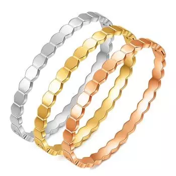 Простой индивидуальный шестиугольный сотовый браслет с бриллиантовой глянцевой пряжкой для женщин