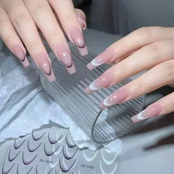 Простой изысканный градиентный цвет французский маникюр дизайн ногтей наклейки самоклеящиеся инструменты для украшения своими руками наклейки для ногтей as the picture