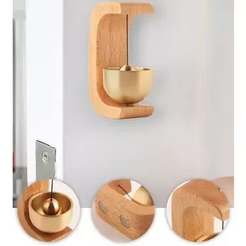 Простой колокольчик из цельного дерева и латуни, допаминовые ветряные колокольчики, магнитный, бесследный, без клея, установка, дверной звонок, креативное украшение