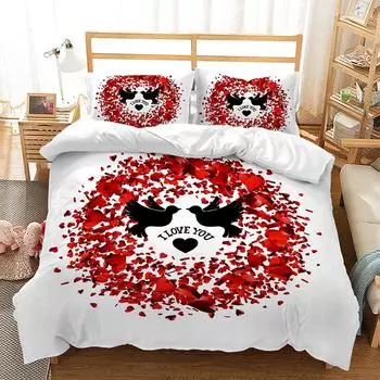 Простой комплект для пары в богемном романтическом стиле с цветочным принтом, трехпредметный, с 3D цифровой печатью, пододеяльник 135 * 200 (two-piece set) 90g