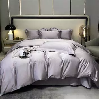 Простой комплект из четырех предметов из однотонного атласа, длинноволокнистого хлопка класса А, однотонные пододеяльники и постельные принадлежности из чистого хлопка 1.2m bed sheet model-3PCS