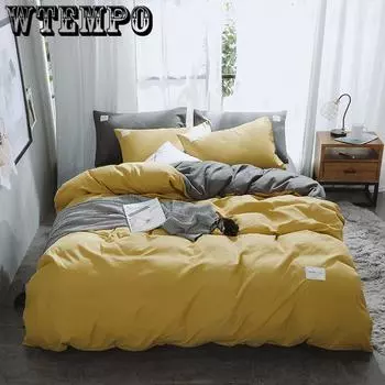 Простой комплект постельного белья из четырех частей хлопка из атласа с вышивкой из чистого хлопка Twin 4 pcs