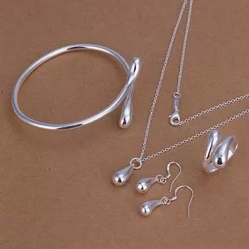 Простой комплект ювелирных изделий из стерлингового серебра 925 пробы серебряный
