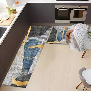 Простой ковер с геометрическим принтом для кухни, мягкий коврик для ванной комнаты, впитывающий нескользящий моющийся мягкий бархатный коврик 40x60cm 1pcs