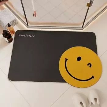 Простой коврик для пола Smiley Diatom Mud, впитывающий противоскользящий коврик для двери ванной комнаты, можно мыть коврик для пола ванной комнаты 50 * 80cm
